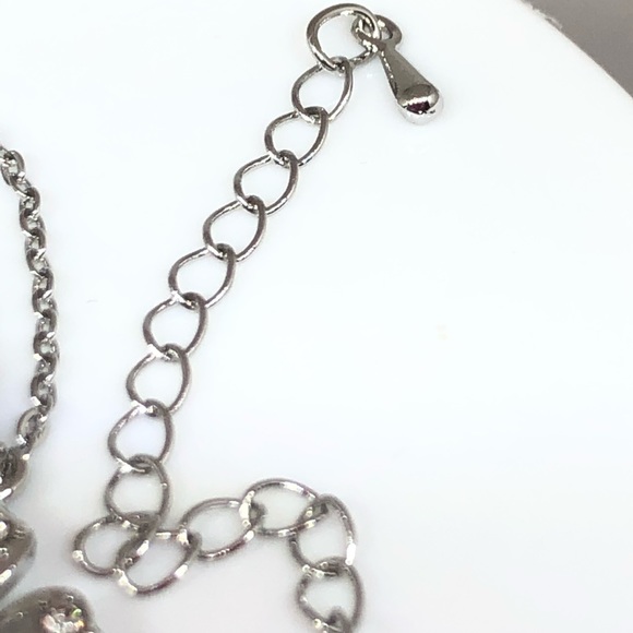 Silver Flower Earrings/Necklace CZ Set - Picture 6 of 11